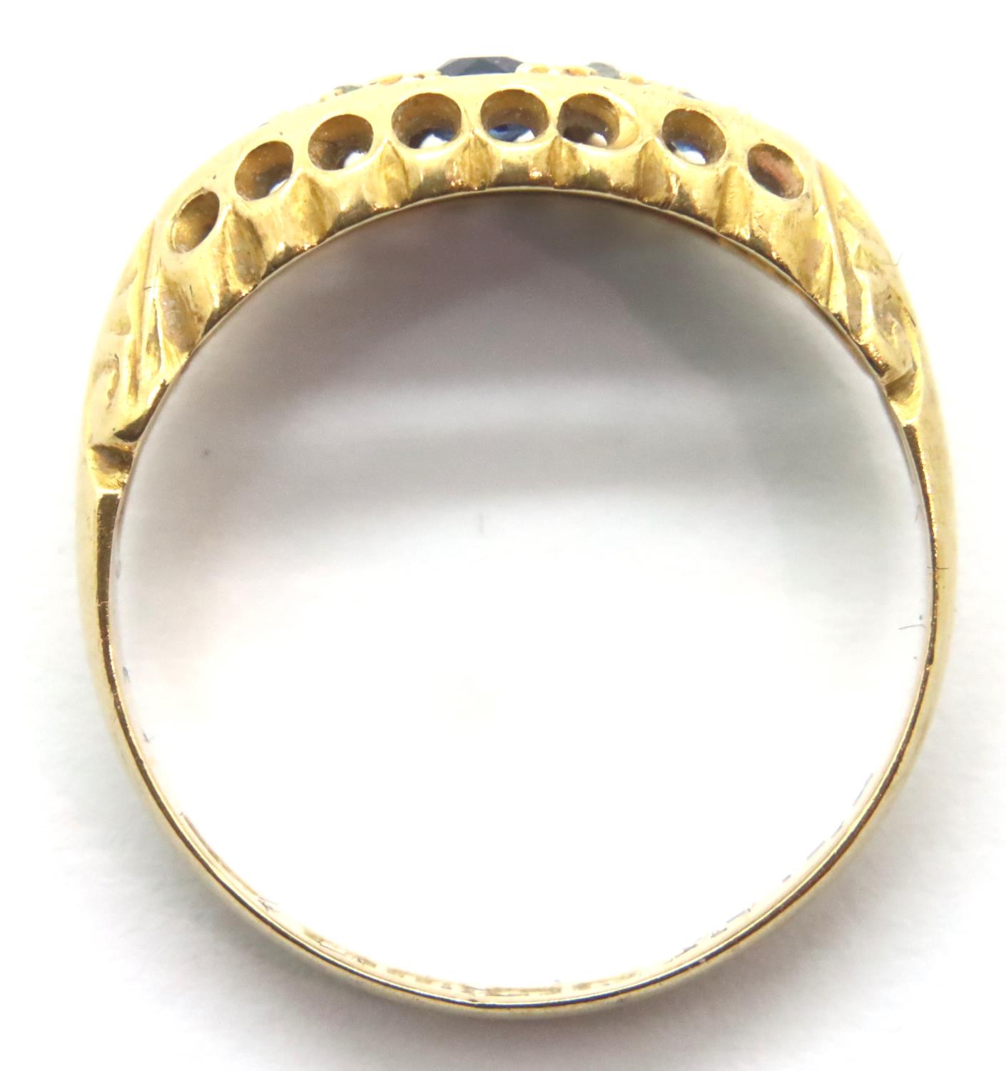 Antique 18ct gold sapphire and diamond ring, size L, 2.1g. P&P Group 1 (£14+VAT for the first lot - Image 2 of 3