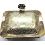 Hallmarked silver lidded warmer, lacking handle, London assay, 152g. P&P Group 1 (£14+VAT for the