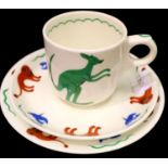 Royal Worcester trio in an unusual pattern with tigers, snakes and birds. P&P Group 2 (£18+VAT for