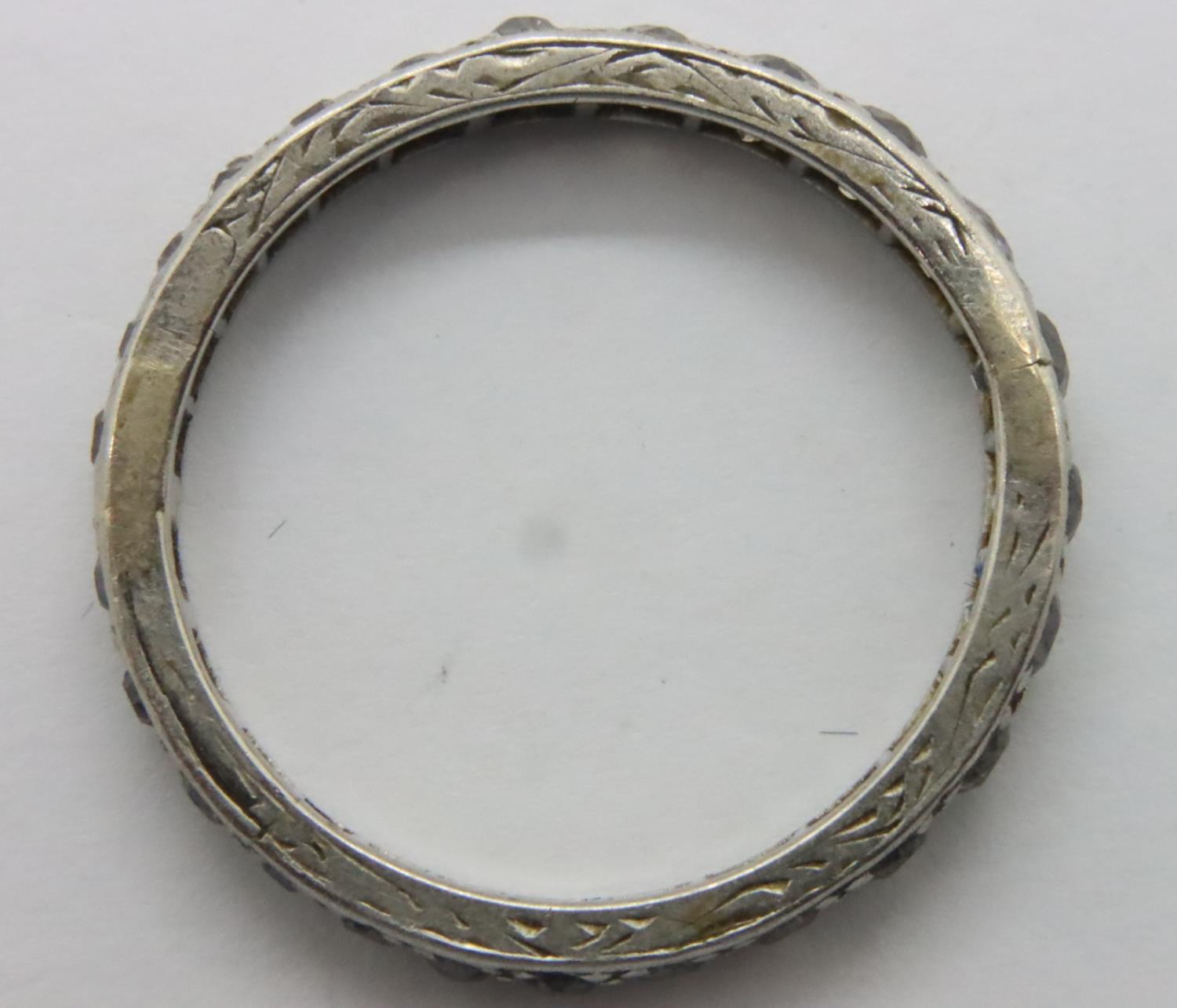 Presumed 18ct white gold diamond and sapphire eternity ring, size Q. P&P Group 1 (£14+VAT for the - Image 3 of 3