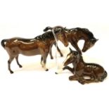 Three Beswick horses, tallest H: 12cm. P&P Group 3 (£25+VAT for the first lot and £5+VAT for