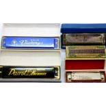 Five boxed harmonicas. P&P Group 1 (£14+VAT for the first lot and £1+VAT for subsequent lots)