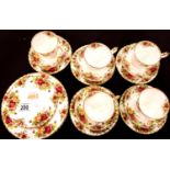 Royal Albert Old Country Roses, five trios and six salad plates, first quality. P&P Group 3 (£25+VAT