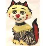 Lorna Bailey cat, Shaggy, H: 14 cm. P&P Group 1 (£14+VAT for the first lot and £1+VAT for subsequent