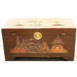 Camphor wood Oriental style blanket box, 91 x 45 x 50 cm H. Not available for in-house P&P,