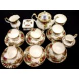 Quantity of Royal Albert Old Country Roses teaware, first quality, mainly 1962 back stamp. Not