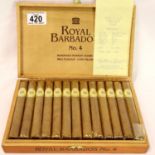 Boxed twenty-five Royal Barbados No.4 handmade cigars. P&P Group 1 (£14+VAT for the first lot and £