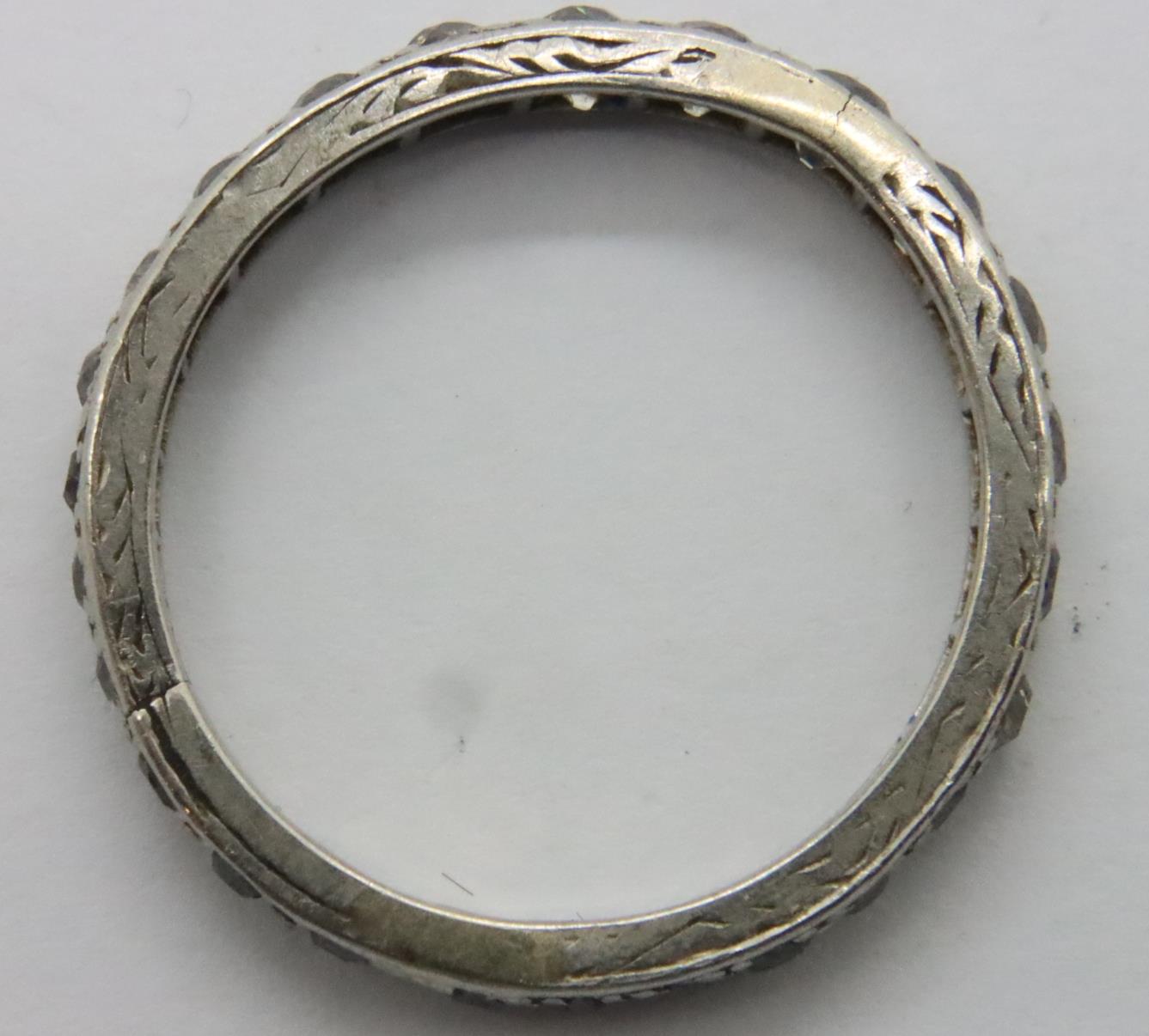 Presumed 18ct white gold diamond and sapphire eternity ring, size Q. P&P Group 1 (£14+VAT for the - Image 2 of 3