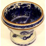 Japanese footed blue and white bowl, D: 15 cm. P&P Group 3 (£25+VAT for the first lot and £5+VAT for