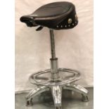 Leather seated chrome based revolving seat. Not available for in-house P&P, contact Paul O'Hea at