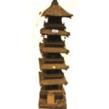 An Oriental tin pagoda bird house, H: 102 cm. Not available for in-house P&P, contact Paul O'Hea