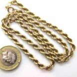 9ct gold rope twist chain, L: 40 cm, 9.4g. P&P Group 1 (£14+VAT for the first lot and £1+VAT for