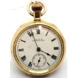 Gold plated Waltham 20 Year case fob watch with 15 jewel movement and regulator, working at lotting.