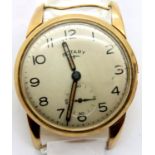 Rotary; gents 9ct gold wristwatch lacking crown with inscription verso, 21.3g. P&P Group 1 (£14+