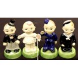 Four Carlton Ware figurines; bride, groom, sailor and airman, largest H: 10 cm. P&P Group 3 (£25+VAT