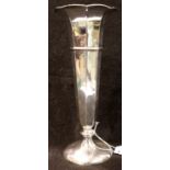 Hallmarked silver tall fluted weighted vase H: 21 cm, Chester assay. P&P Group 2 (£18+VAT for the