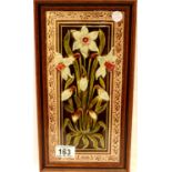 Framed Minton floral tile, size 18 x 33 cm including frame. P&P Group 2 (£18+VAT for the first lot