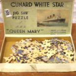 Chad Valley boxed Cunard Queen Mary jigsaw, believed complete. P&P Group 1 (£14+VAT for the first