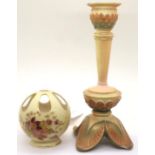 Royal Worcester candlestick (with chip and reglued base) and model 991 pot pourri vase with no