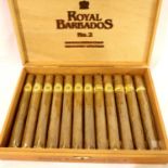 Boxed twelve Royal Barbados number 2 handmade cigars. P&P Group 1 (£14+VAT for the first lot and £