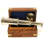 Boxed brass and chrome telescope. P&P Group 2 (£18+VAT for the first lot and £3+VAT for subsequent