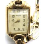 Rotary; 1950s 9ct gold ladies wristwatch on a rolled gold bracelet. P&P Group 1 (£14+VAT for the