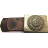 WWI Imperial German Infantry Buckle with leather tab Dated 1915. P&P Group 1 (£14+VAT for the