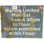 Vintage No Parking sign, 40 x 30 cm. P&P Group 3 (£25+VAT for the first lot and £5+VAT for