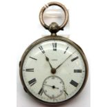 Hallmarked silver key wind pocket watch, London assay. P&P Group 1 (£14+VAT for the first lot and £