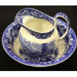 Wedgwood 19th Century blue and white ceramic wash bowl and water jug, bowl D: 32 cm. P&P Group 3 (£