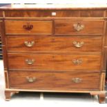 George III inlaid mahogany chest of two short above three long drawers with hidden frieze drawer,