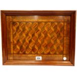 Parquetry inlaid tray, 47 x 35 cm. P&P Group 3 (£25+VAT for the first lot and £5+VAT for