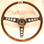 Vintage wood framed Mini steering wheel. P&P Group 3 (£25+VAT for the first lot and £5+VAT for