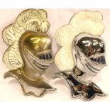 Two metal knight car badges, H: 16 cm. P&P Group 1 (£14+VAT for the first lot and £1+VAT for