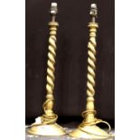 Pair of large brass twist lamp bases, each H: 57 cm. P&P Group 3 (£25+VAT for the first lot and £5+