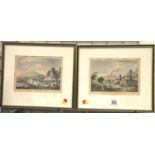 Two 19th century coloured continental coloured prints, 23 x 15 cm. Not available for in-house P&P,