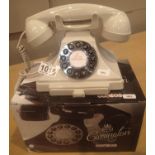Ivory GPO Carrington, push button telephone in 1920s styling with pull-out pad tray; compatible with