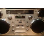 Silver GPO Brooklyn large 1980s-Style Boombox - CD, cassette, DAB+ & FM Radio, USB, Bluetooth