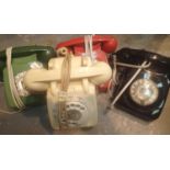 Four vintage Rotary phones. Not available for in-house P&P, contact Paul O'Hea at Mailboxes on 01925