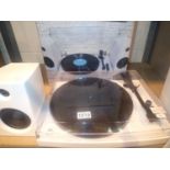 GPO Piccadilly Retro 3-Speed Turntable with Perspex Lid and External Speakers; Bluetooth receiver;