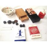Mixed magic items including loaded dice, magic boxes and fortune telling cup. P&P Group 2 (£18+VAT