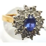 18ct yellow gold tanzanite and diamond ring. 9.2g. size P/Q P&P Group 1 (£14+VAT for the first lot