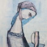 TADEUSZ WAZS, signed 1991 limited edition print (19/40) of a lady, 43 x 37 cm. Not available for