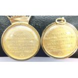 Two gold plated Masonic charity and benevolence jewels. P&P Group 1 (£14+VAT for the first lot