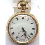 Gents yellow metal pocket watch. working at lotting up. P&P Group 1 (£14+VAT for the first lot