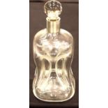 Glass decanter with silver collar, H: 29 cm. P&P Group 3 (£25+VAT for the first lot and £5+VAT for