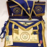 Brown leather attache case with Masonic apron etc some silver gilt jewels. P&P Group 3 (£25+VAT