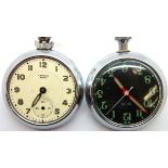 Smiths black face pocket watch (working at lotting) and a white face example (no working). P&P Group