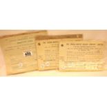 Three Debenture stock certificates for Great Central Railway. P&P Group 1 (£14+VAT for the first lot