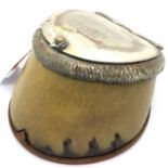 Silver plated horse hoof inkwell with inscription Emilius 1881. P&P Group 2 (£18+VAT for the first